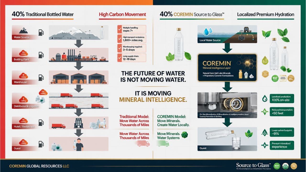 Source to Glass — localized premium hydration powered by Coremin mineral intelligence